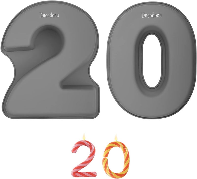 Ducodocu Silicone Number Cake Pan - Large 3D Number Cake Mold Baking Forms for 2/20th Birthday, Wedding Anniversary - 10 inch - Image 1