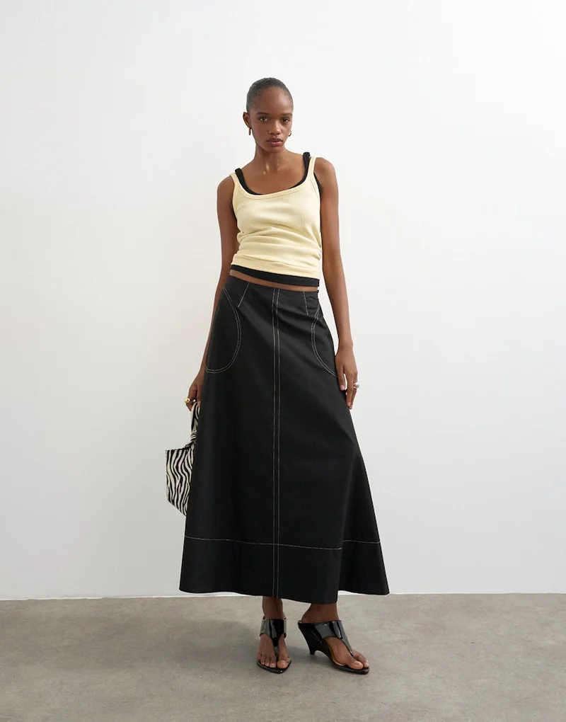 Topshop  Millie Contrast Stitch Maxi Skirt for Women | Best Price UAE