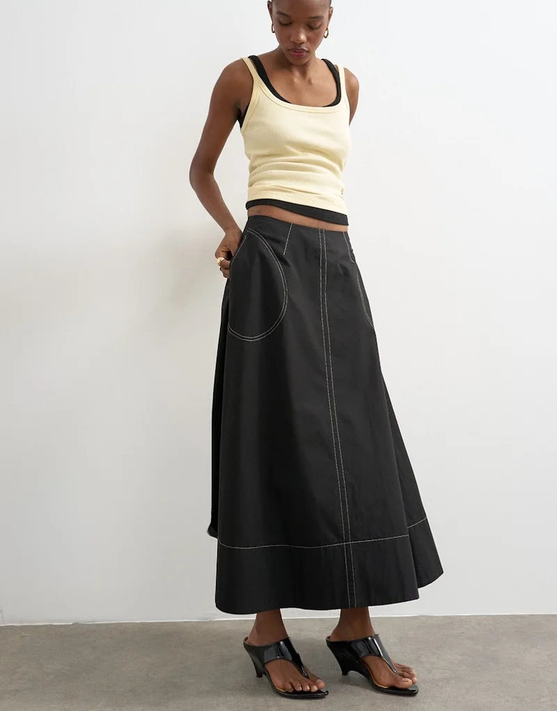 Topshop  Millie Contrast Stitch Maxi Skirt for Women | Best Price UAE