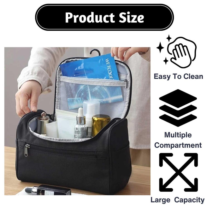FEXMY Toiletry & Makeup Bag for Women – Travel Organizer Pouch, Cosmetic Storage, Portable Travel Kit, Makeup Pouch for Women, Stylish Makeup Organizer, Travel Essentials Bag (Black) - Image 3