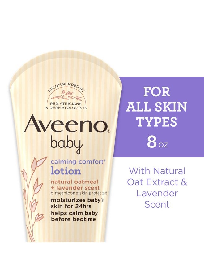Aveeno Baby Calming Comfort Moisturizing Lotion With Relaxing Lavender & Vanilla Scents, Non-Greasy Body Lotion With Prebiotic Oatmeal & Dimethicone, Paraben- & Phthalate-Free, 8 Fl. Oz  - Image 2