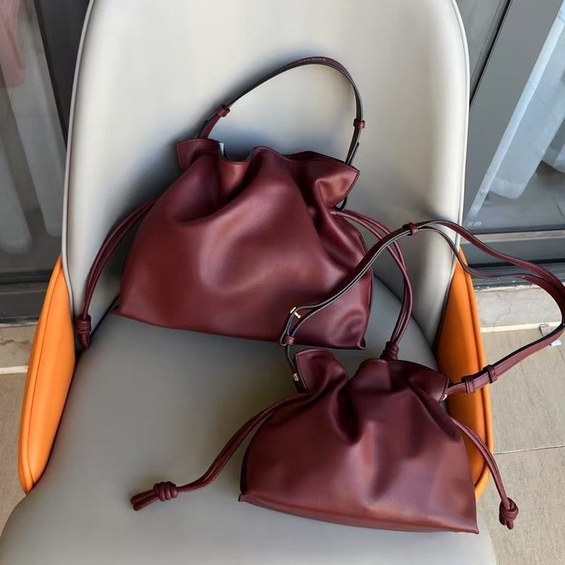 Luo Jiafu Bag Cowhide Women'S Bag Drawstring Bucket Bag Commuter Fashion Handbag Shoulder Crossbody Bag - Image 5