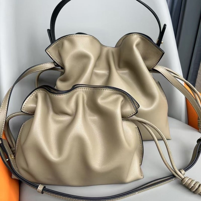 Luo Jiafu Bag Cowhide Women'S Bag Drawstring Bucket Bag Commuter Fashion Handbag Shoulder Crossbody Bag - Image 2