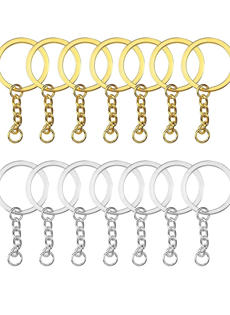 Generic - 100 PCS Keyring Rings Split Key Ring with Chain and Jump Metal Open Round Kit for Keychain Art Crafts Golden and Silver - Image 1