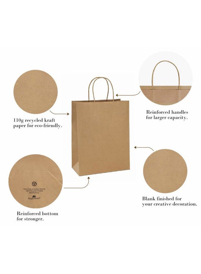 BagDream 10x5x13 Kraft Shopping Bags 100Pcs Brown Paper Bags Paper Gift Bags, Merchandise Bags, Retail Bags, Party Bags, 100% Recycled Paper Bags with Handles Bulk - Image 3