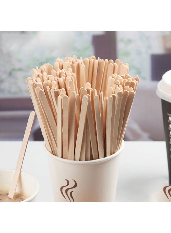 VILILY Coffee Stir Sticks Set 100 Pieces Beige Wooden Disposable Stirrers for Daily Use Office Home Beverage Mixing - Image 2