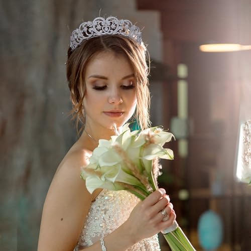 Aoligrace CZ Princess Princess Diana Wedding Crowns for Bridal Spencer Replica Tiaras for Women Cubic Zirconia Prom Headpiece - Image 4