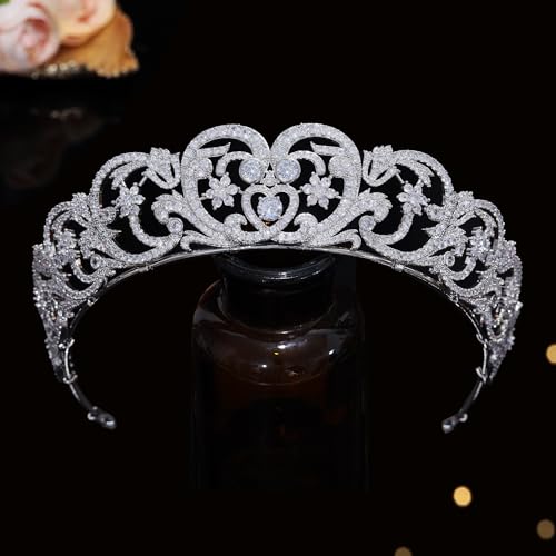 Aoligrace CZ Princess Princess Diana Wedding Crowns for Bridal Spencer Replica Tiaras for Women Cubic Zirconia Prom Headpiece - Image 1