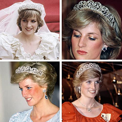 Aoligrace CZ Princess Princess Diana Wedding Crowns for Bridal Spencer Replica Tiaras for Women Cubic Zirconia Prom Headpiece - Image 2