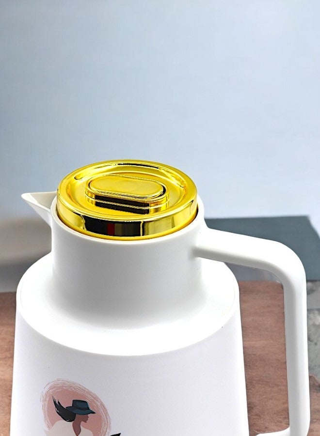 YOLO Coffee and Tea Vacuum Flask 1 Liter Urban Lady -Biege Color - Image 2