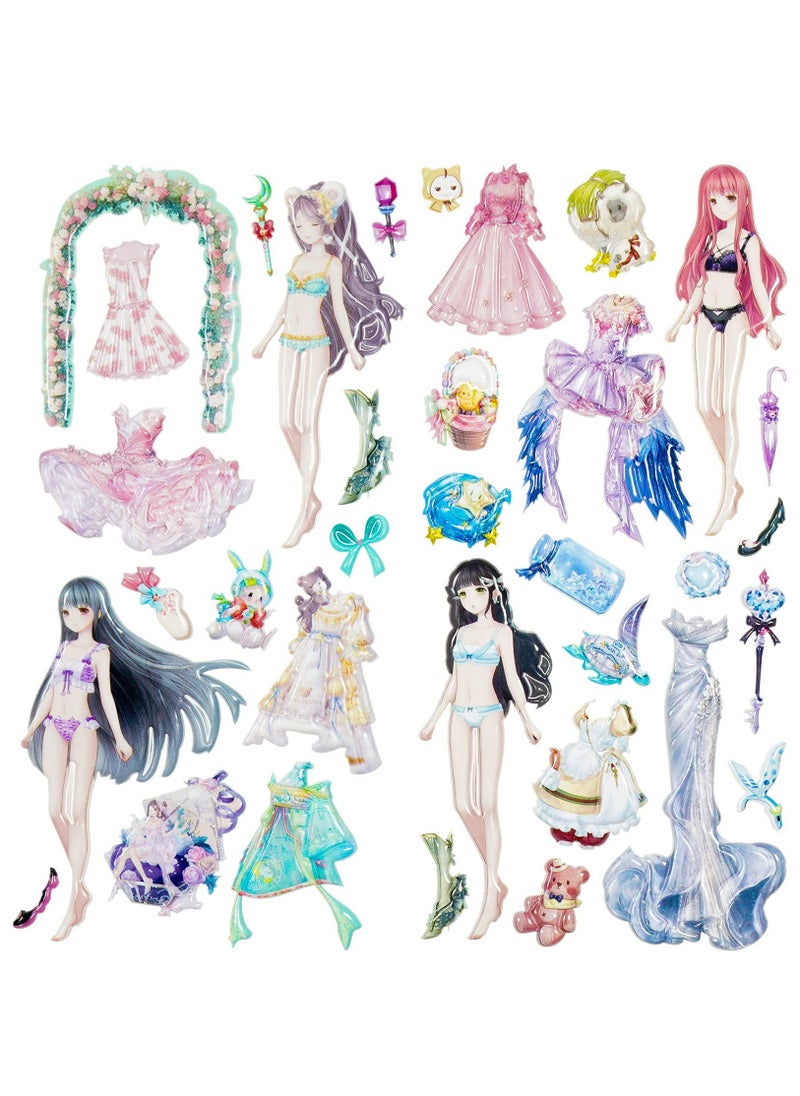 Puffy Sticker Pad Set Activity Book, Beauty Princess Dress-Up Girl and Boy Cute Reusable Sticker for Toddler's Craft Gift  - Image 2