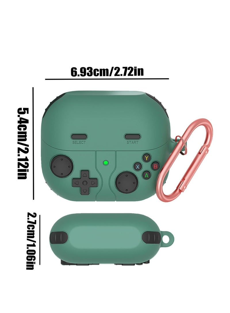 Compatible with Samsung Galaxy Buds 3/3 Pro Case Handheld Game Console Design Case with Keychain Durable Silicone Protective Case Compatible with Galaxy Buds 3 Buds3 Pro (Green) - Image 2