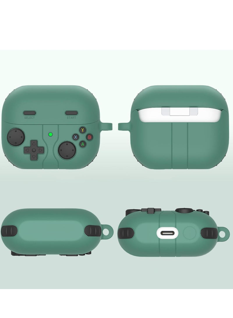 Compatible with Samsung Galaxy Buds 3/3 Pro Case Handheld Game Console Design Case with Keychain Durable Silicone Protective Case Compatible with Galaxy Buds 3 Buds3 Pro (Green) - Image 3