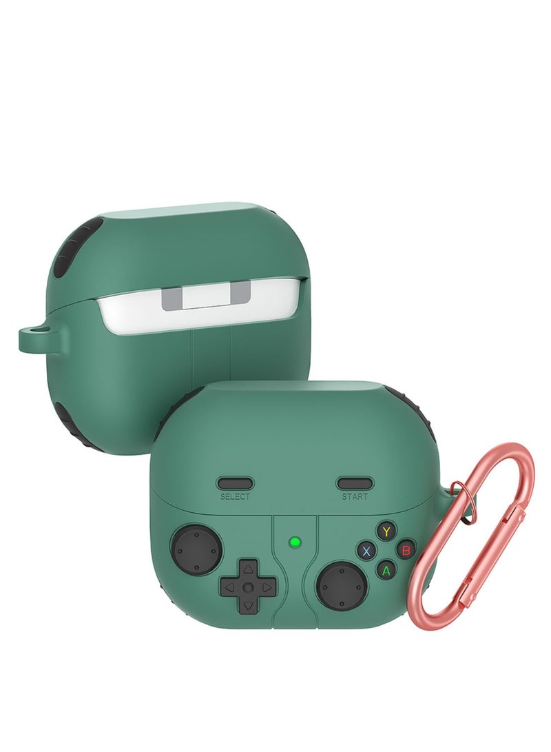 Compatible with Samsung Galaxy Buds 3/3 Pro Case Handheld Game Console Design Case with Keychain Durable Silicone Protective Case Compatible with Galaxy Buds 3 Buds3 Pro (Green) - Image 1