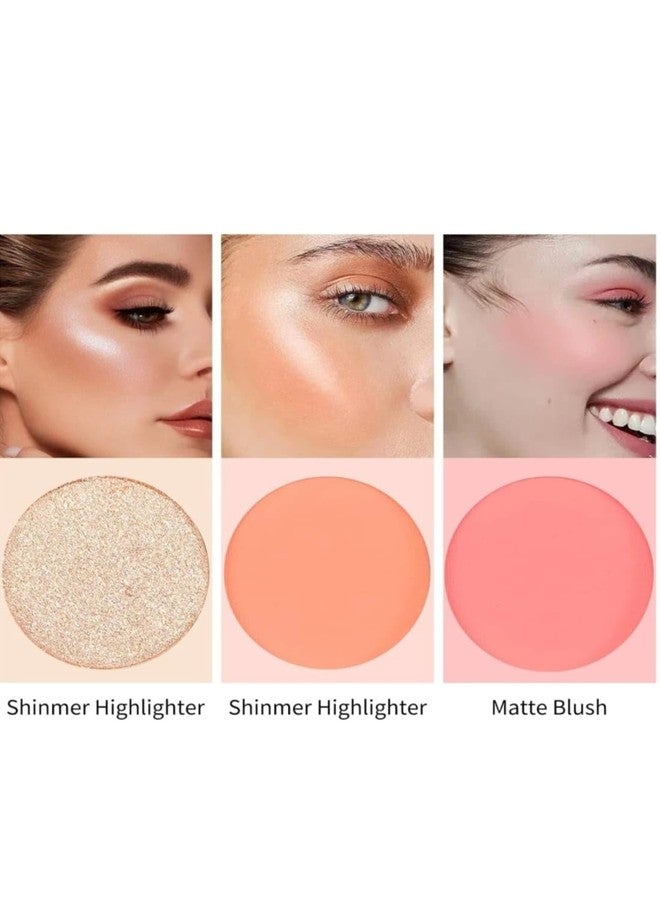 Classyhuda Professional Long Lasting Waterproof 3 in1 Baked Makeup Blusher, Eyeshadow & Highlighter Kit For Girls & Women. Natural Glossy Finish, Super Silky Blushes Powder Beauty Face Highlighter Makeup - Image 3