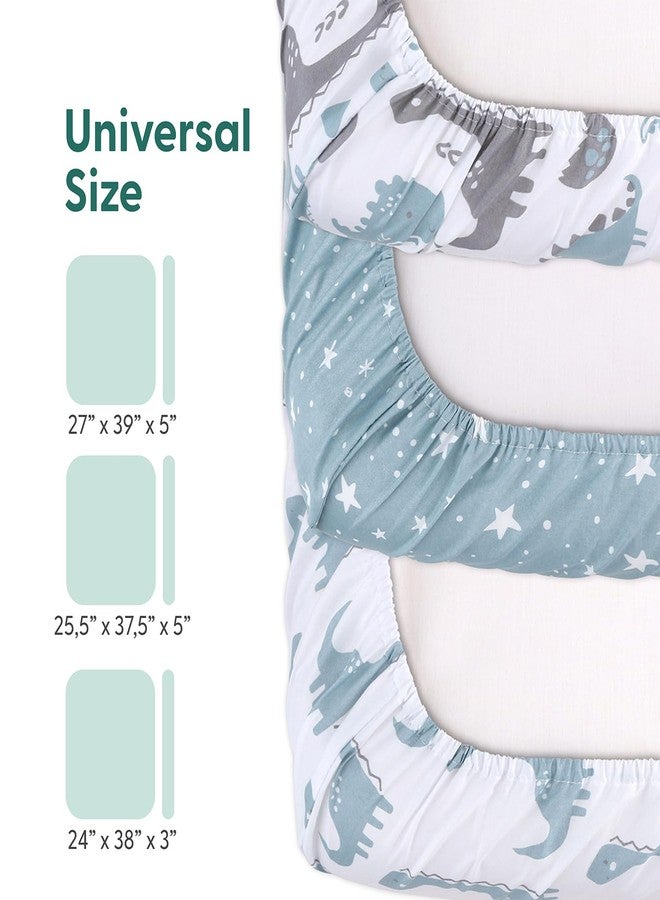 The Peanut Shell مجموعة ملاءات سرير الأطفال الصغيرة من بي نات شيل، ملاءات بلايارد، ملاءات باك بلاي، بلاي بن، ديناصور - Image 3