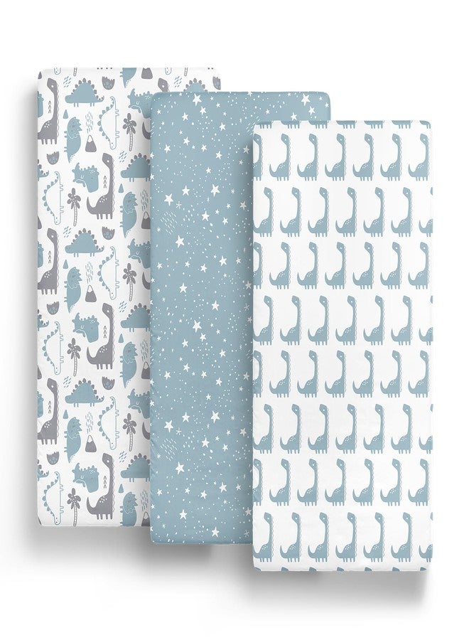 The Peanut Shell مجموعة ملاءات سرير الأطفال الصغيرة من بي نات شيل، ملاءات بلايارد، ملاءات باك بلاي، بلاي بن، ديناصور - Image 5