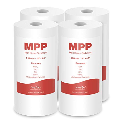 Simpure 10" x 4.5" Whole House Sediment Water Filter, SimPure 5 Micron 10-inch Big Water Filter Replacement Cartridge Compatible with W15-PR, DGD-5005, FP15B, HD-950A, GXWH35F, GXWH30C for Well Water 4-Pack - Image 1