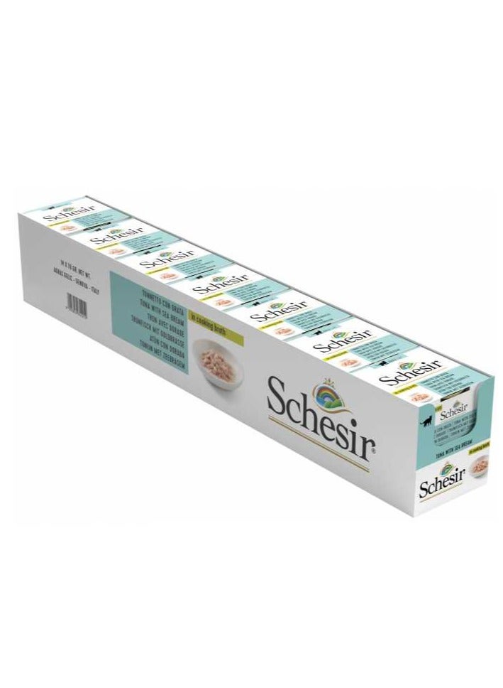 Schesir 14PC  Cat Can Broth-Wet Food Tuna With Seabream 70g - Image 1