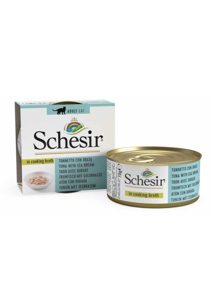 Schesir 14PC  Cat Can Broth-Wet Food Tuna With Seabream 70g - Image 4