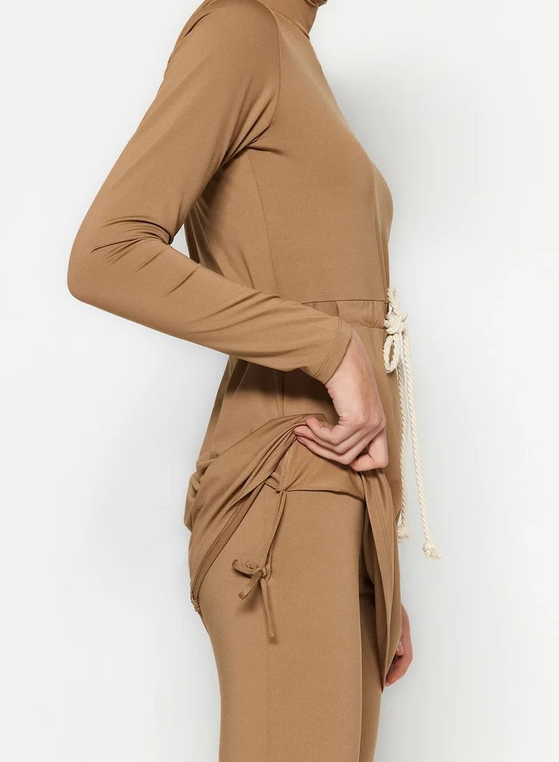 trendyol Belted Swimsuit Cap & Pants Set