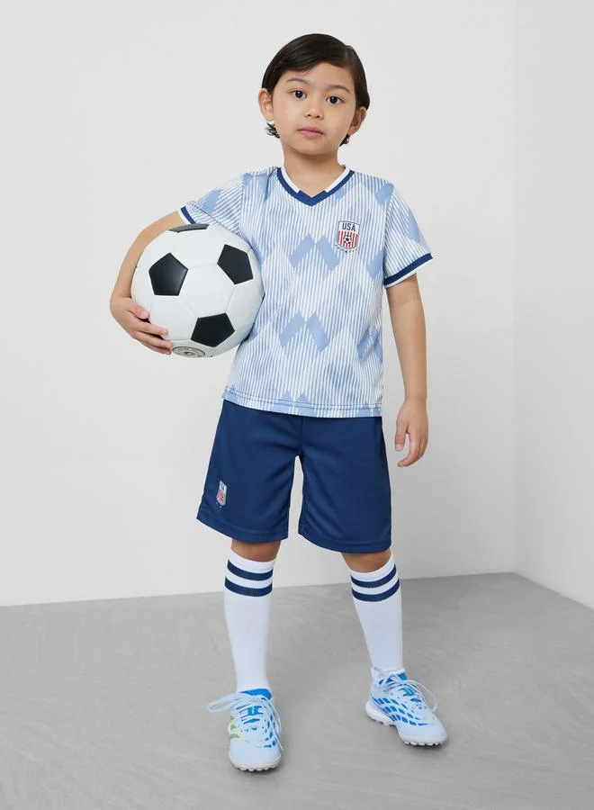 Styli Kids USA Print Jersey T-Shirt and Shorts FIFA Football Set