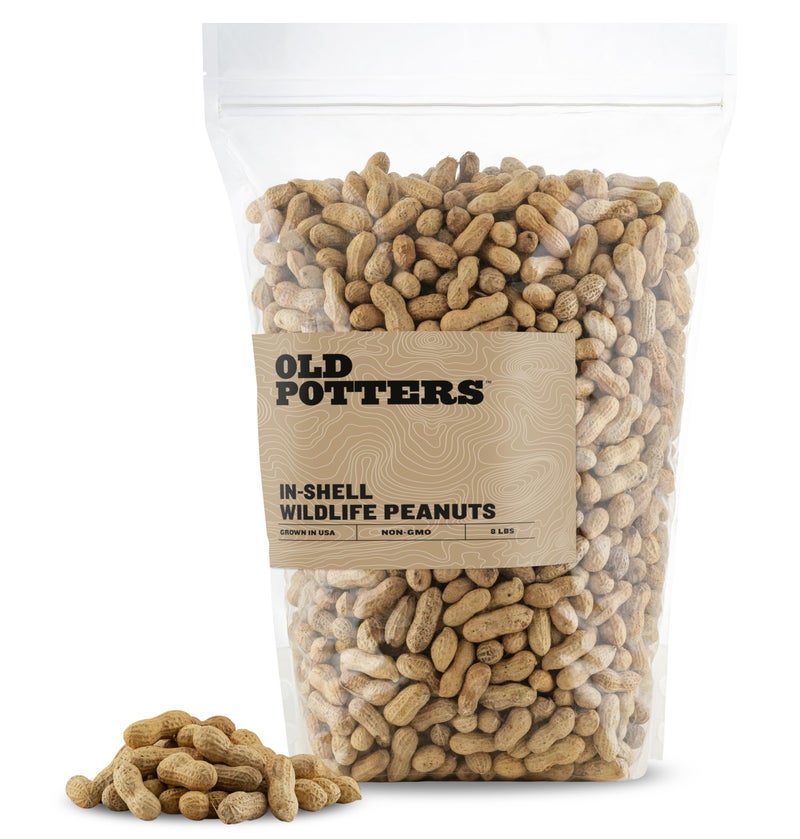 Old Potters Wildlife in-Shell Peanuts for Birds, Squirrels and Wildlife. USA Grown Non-GMO Raw in-Shell Peanuts (in-Shell, 8 lbs) - Image 1