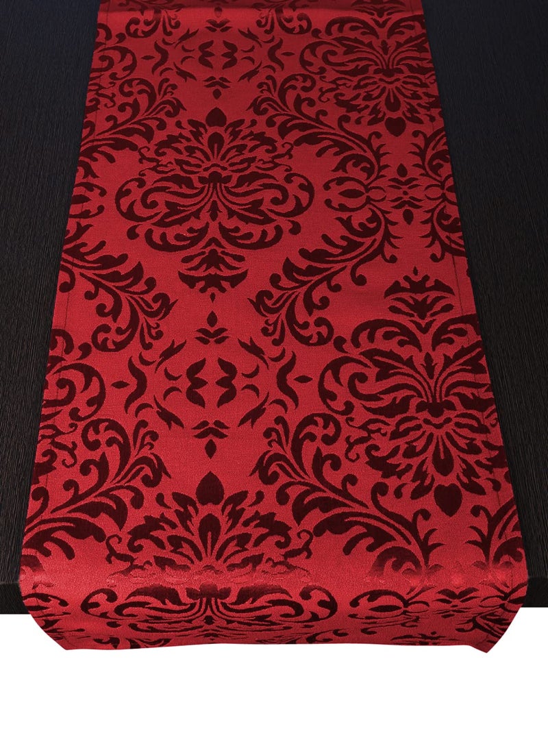 Home - The Best is for You Cotton Table Runner with Woven Damask Design (Red, 13X84 Inch) - Pack of 1 - Image 2