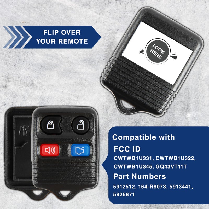 KeylessOption Key Fob Cover Case Replacement for 2000 2001 2002 2003 2004 2005 2006 2007 2008 2009 2010 2011 2012 2013 2014 2015 2016 2017 2018 2019 Ford Lincoln Mercury Remote Shell, 4-Button - Image 5