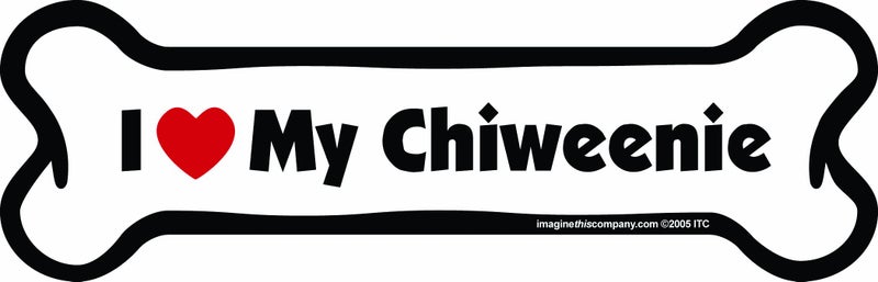 Imagine This Bone Car Magnet, I Love My Chiweenie, 2-Inch by 7-Inch