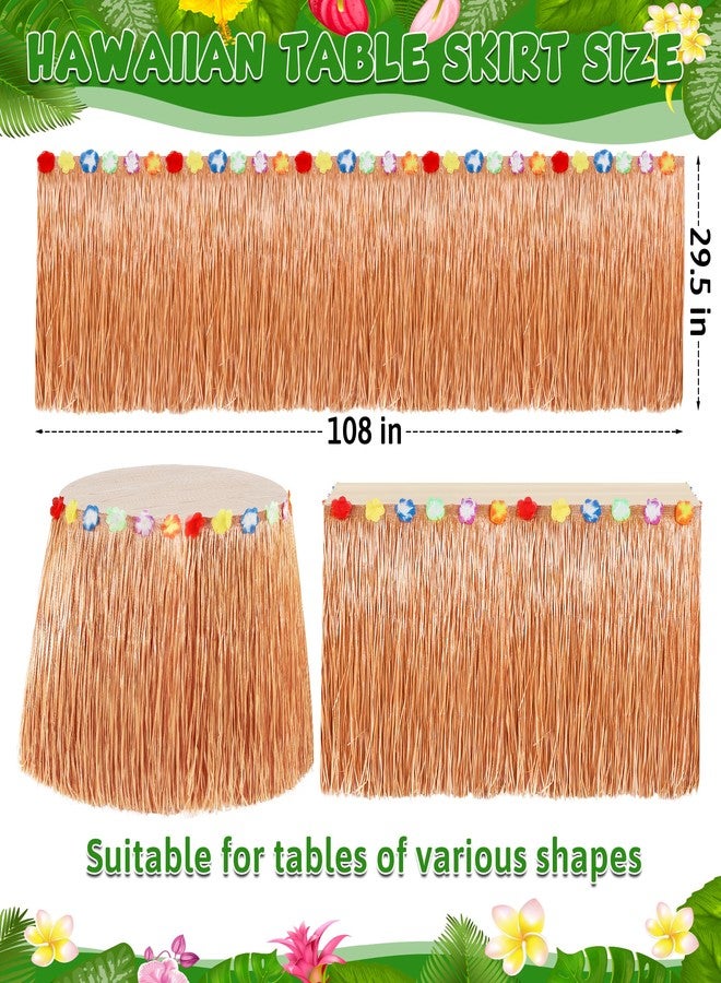 Huskein Luau Party Decorations, 1PCS Yellow Hawaiian Table Skirt Party Decorations, Flower 108 X 29.5" Grass Table Skirts Luau Party Favors, Luau Table Skirt for Summer Tropical Hula Parties Decor Accessories - Image 2