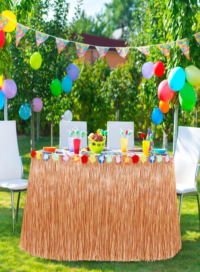 Huskein Luau Party Decorations, 1PCS Yellow Hawaiian Table Skirt Party Decorations, Flower 108 X 29.5" Grass Table Skirts Luau Party Favors, Luau Table Skirt for Summer Tropical Hula Parties Decor Accessories - Image 5