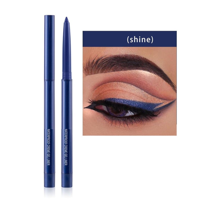 ONarisae eyeliner pencil retractable eyeliner creamy pigmented smudge proof eye liner pen shimmer Dark Blue - Image 2