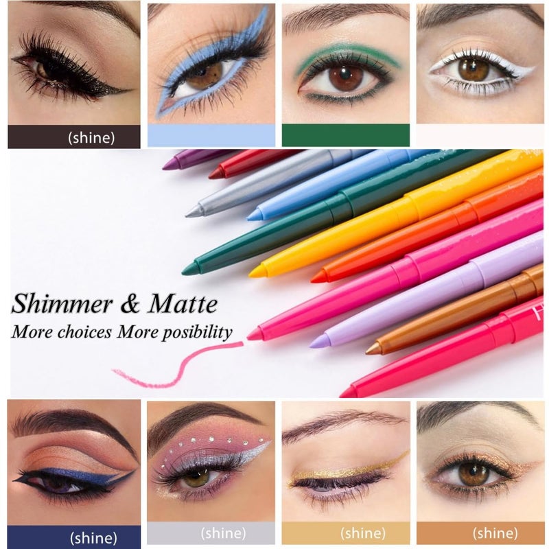 ONarisae eyeliner pencil retractable eyeliner creamy pigmented smudge proof eye liner pen shimmer Dark Blue - Image 3