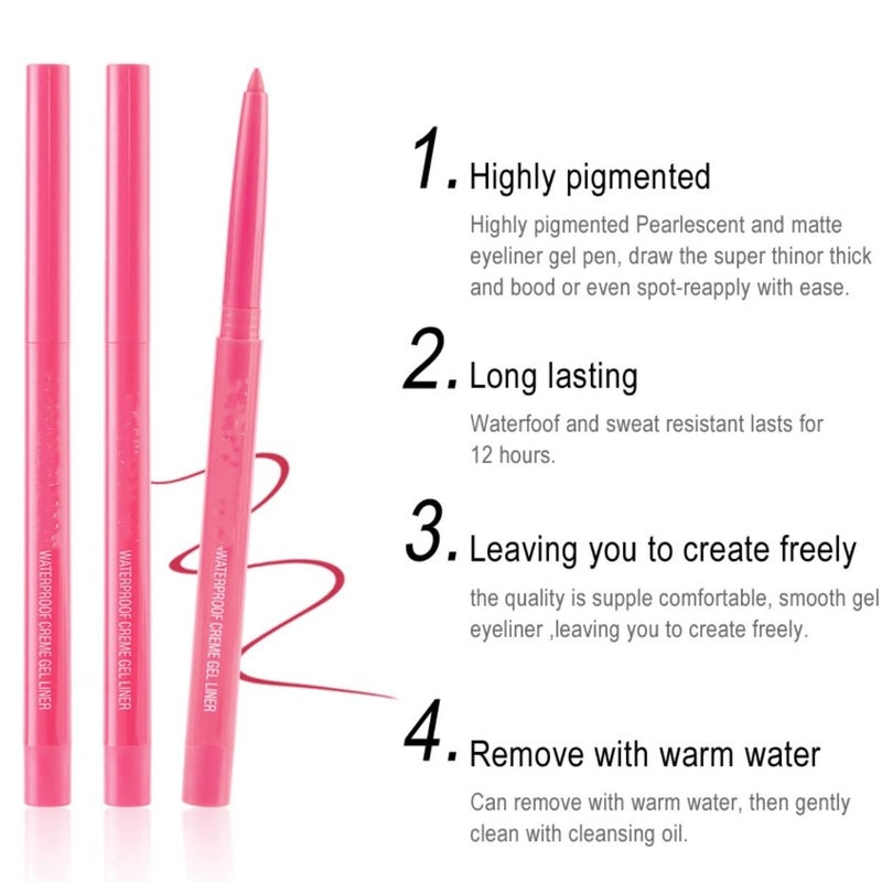 ONarisae eyeliner pencil retractable eyeliner creamy pigmented smudge proof eye liner pen shimmer Dark Blue - Image 4