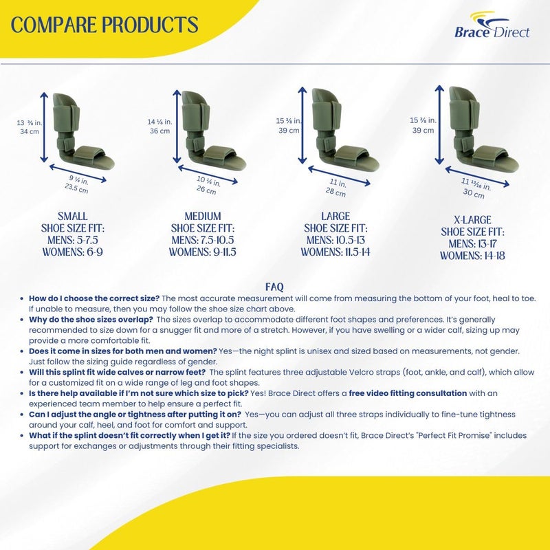 Brace Direct Padded Night Splint 90 Degree Sleeping Boot - Immobilizing Stretching Support for Plantar Fasciitis, Drop Foot, Achilles Tendonitis, Heel Spurs, Small (US Shoe Men 4.5-7 / Women 6.5-8) - Image 2