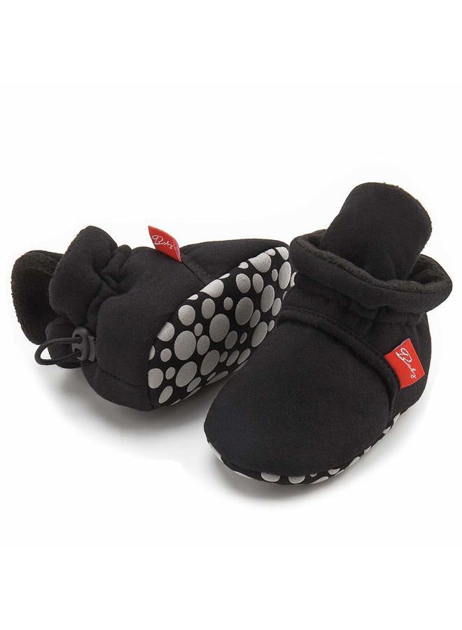 Babelvit Newborn Baby Boy Girl Soft Fleece Booties Stay On Infant Slippers Socks Shoe Non Skid Gripper Toddler First Walkers Winter Ankle Crib Shoes - Image 1