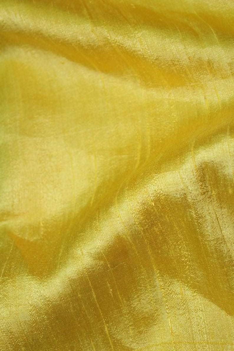 Bini Fabrics Banglori Raw Silk 45 Width Banglori Raw Silk Fabric Yellow Can Be Used for Dresses Crafting Ect 2 Meter - Image 2