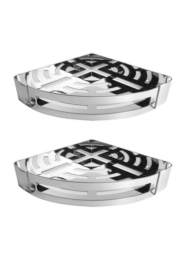 NearMoon NearMoon Bathroom Shower Caddy 2 Pack, No Drill 304 Stainless Steel Shower Organizer with 2 Hooks (Corner Shelf, Chrome)  - Image 1