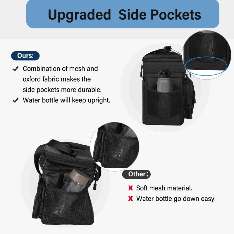 TENKIST Lunch Box Cooler Bag - Tactical Insulated Lunchbox for Men - Large Soft Expandable Lunch Pail for Adults Work Outdoor Shifts Trips Black 16L - Image 3
