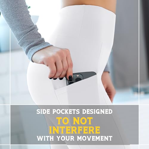 Walifrey Leggings with Pockets for Women, High Waisted Buttery Soft Womens Leggings for Gym Yoga Workout (White SM) - Image 5