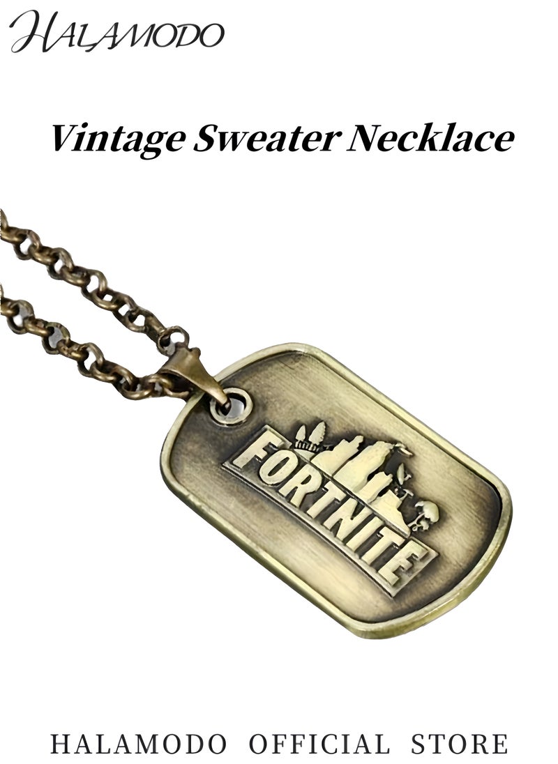 HALAMODO Men's Vintage Necklace Stainless Steel Tag Necklace Heavy Duty Sweater Chain Wear Resistant Necklace Simple Clothing Accessories Gifts for Father & Boyfriend  - Image 5
