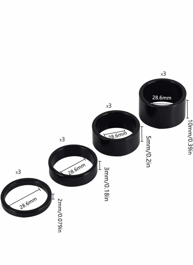 Generic - 8 PCS Bicycle Headset Spacer Bike Handlebar Stem Spacers Threadless Aluminum Alloy Set Fit 1 1/8-Inch For MTB BMX Mountain Road Bikes Cycling 2/3/5/10MM (Black) - Image 1