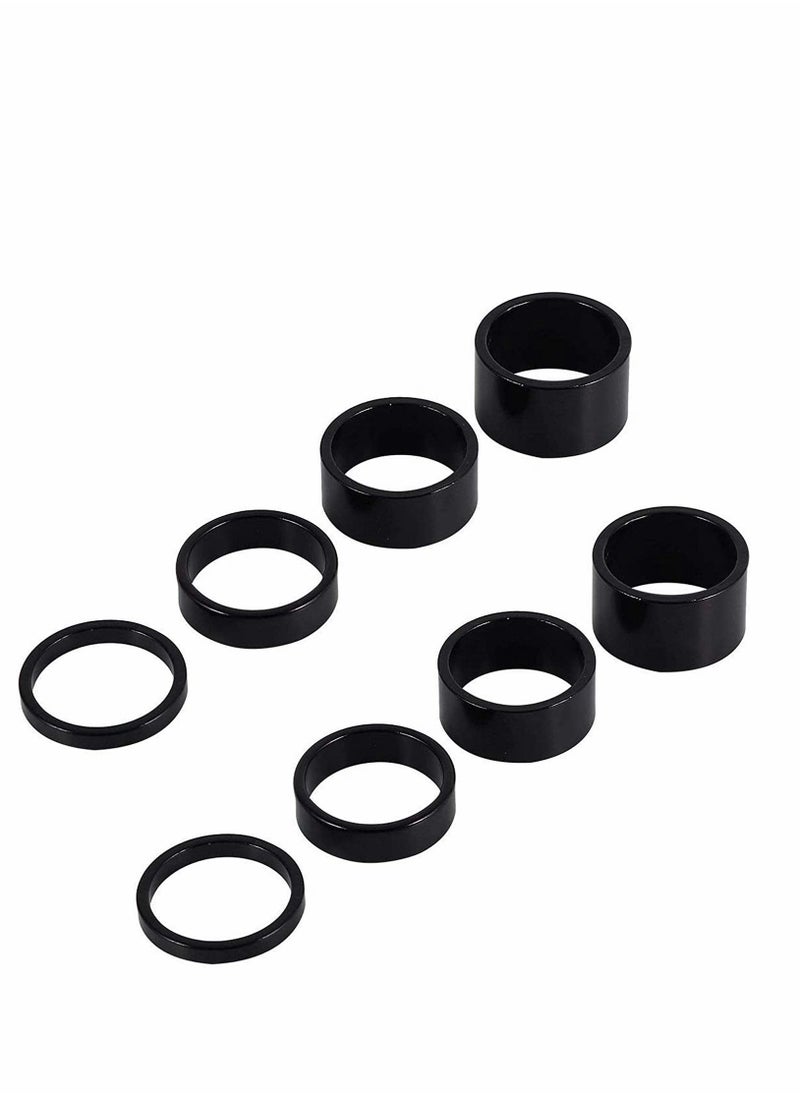Generic - 8 PCS Bicycle Headset Spacer Bike Handlebar Stem Spacers Threadless Aluminum Alloy Set Fit 1 1/8-Inch For MTB BMX Mountain Road Bikes Cycling 2/3/5/10MM (Black) - Image 1