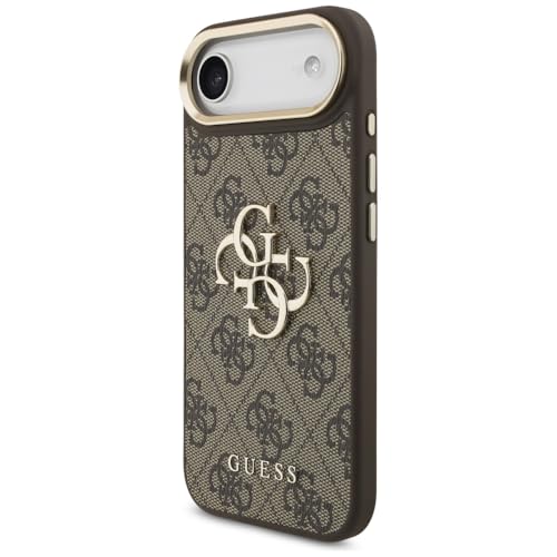 CG MOBILE Guess [Official Licensed] Protective Case Designed for iPhone 17 Air | 4G Pu Leather Case with Big 4G & Classic Logo & Gold Metal Camera Frame - Brown - Image 2