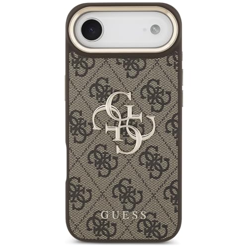 CG MOBILE Guess [Official Licensed] Protective Case Designed for iPhone 17 Air | 4G Pu Leather Case with Big 4G & Classic Logo & Gold Metal Camera Frame - Brown - Image 3
