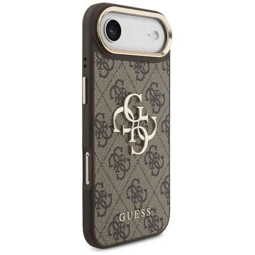 CG MOBILE Guess [Official Licensed] Protective Case Designed for iPhone 17 Air | 4G Pu Leather Case with Big 4G & Classic Logo & Gold Metal Camera Frame - Brown - Image 4