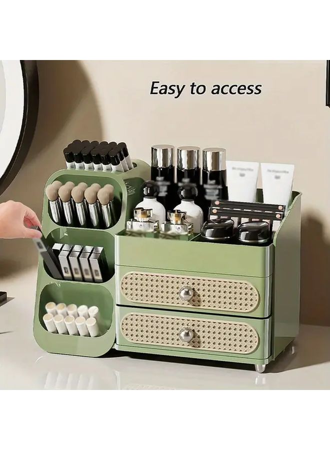White Multi Functional Cosmetic Storage Box With 2 Drawer Organization System - Image 3