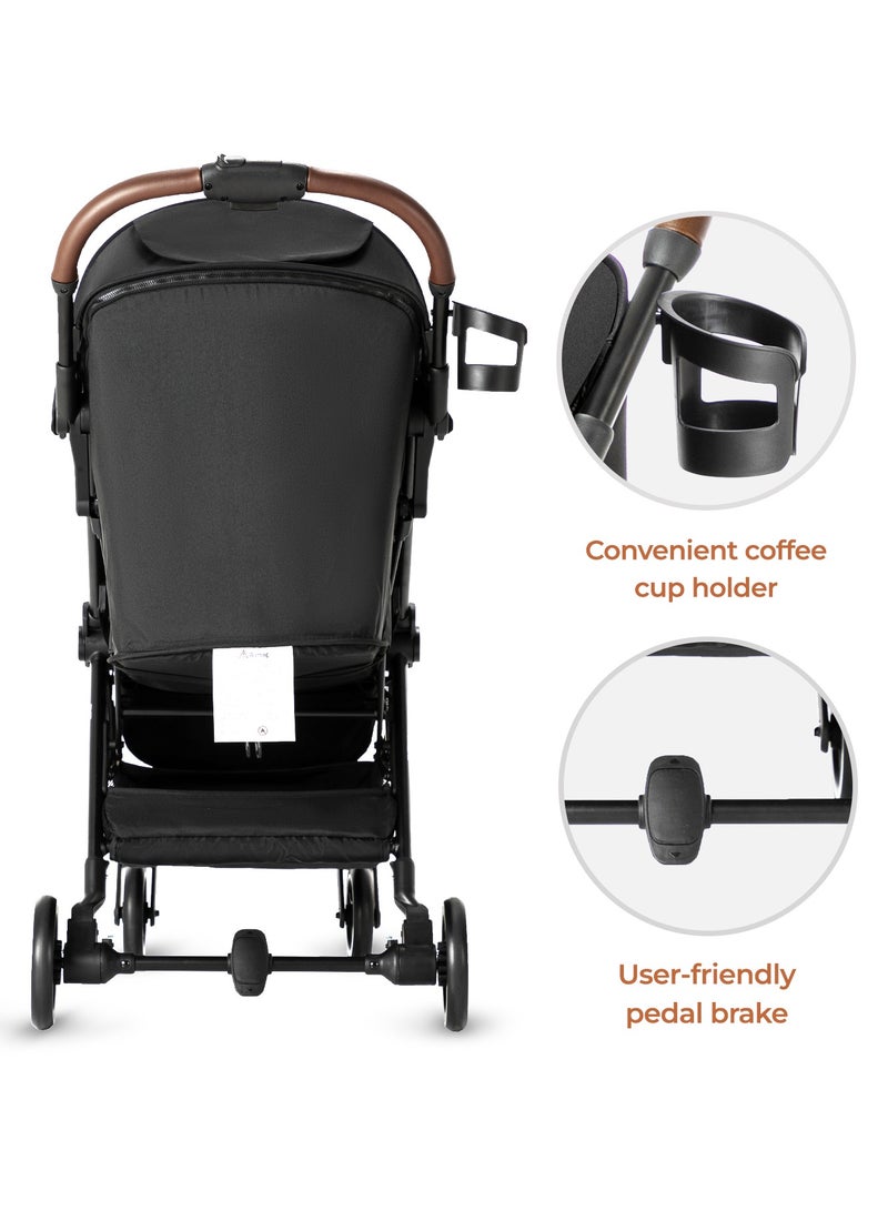 Teknum Travel EXPLORER 2 Auto Fold Stroller with Grey Dad's Diaper Hand Bag - Black - Image 4