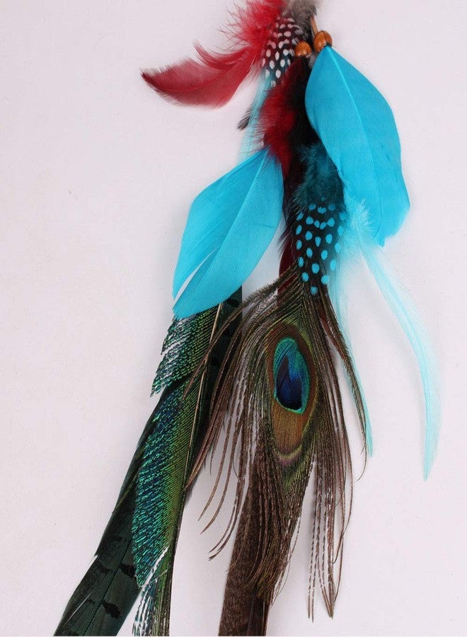 Fodattm Handmade Peacock Feather Hippie Hair Extension Headband Bohemia Feather Hair Clips Comb with Bead Women Hairpin Headdress DIY Accessories - Image 5